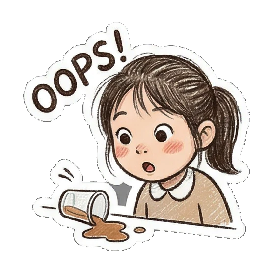 clumsy girl who spilled drink Little Girl Daily Vibes sticker for expressive chats and social replies.