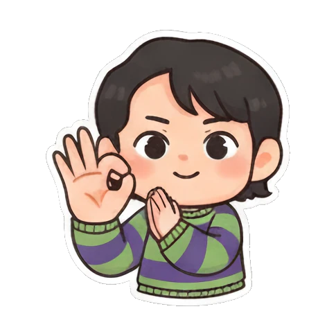 可爱小孩比OK Striped Kid's Daily Moods sticker for expressive chats and social replies.
