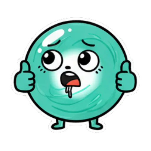竖起大拇指流口水 Teal Blob Expressive Stickers sticker for expressive chats and social replies.