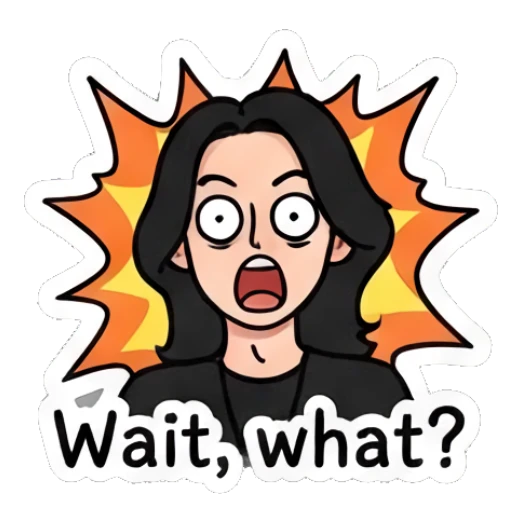 Shocked girl with wide eyes and an explosion background. Cool Rocker Girl Daily Life sticker for expressive chats and social replies.