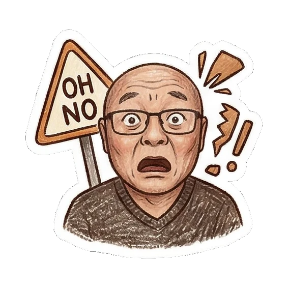 Shocked oh no Bald Uncle Daily Life sticker for expressive chats and social replies.