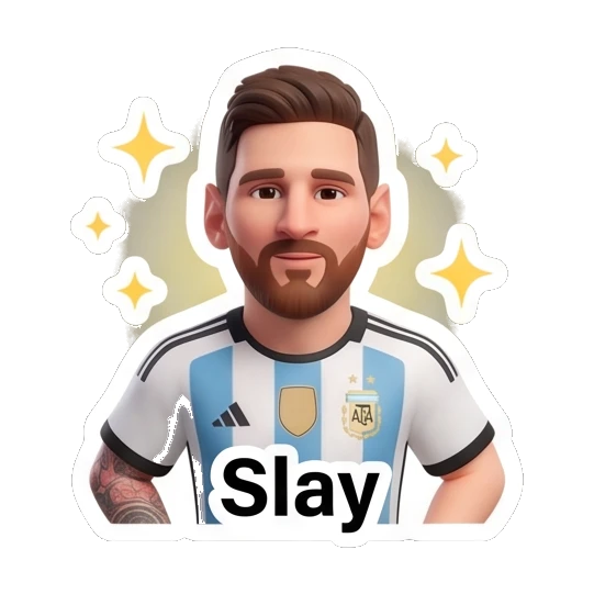 Messi looking fabulous with sparkling background Messi Moods sticker for expressive chats and social replies.