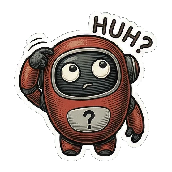 困惑挠头的机器人 Vintage Bot Emotions sticker for expressive chats and social replies.