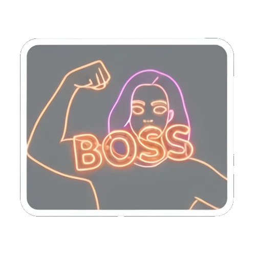 自信展示肌肉Boss Neon Girl Daily sticker for expressive chats and social replies.