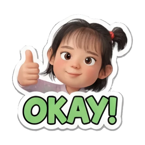 小女孩竖起大拇指 Little Girl Daily Vibes sticker for expressive chats and social replies.