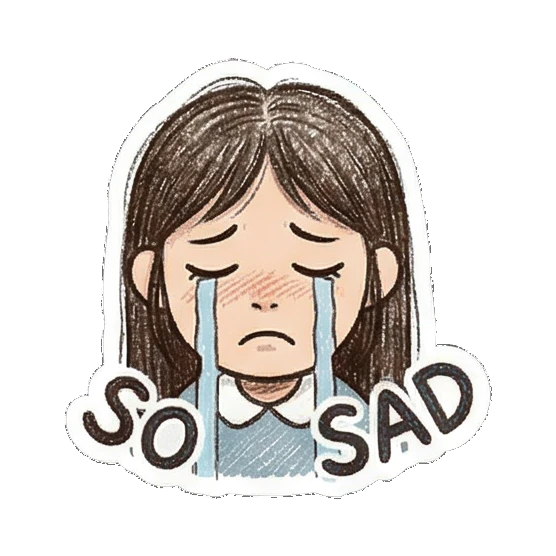 sad girl crying with blue tears Little Girl Daily Vibes sticker for expressive chats and social replies.