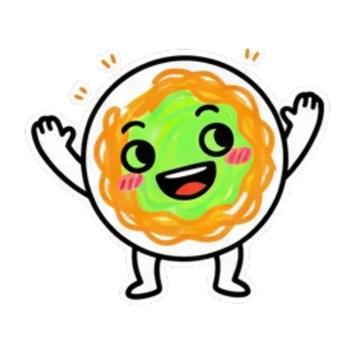 角色开心挥手打招呼。 Cute Foodie Expressions sticker for expressive chats and social replies.