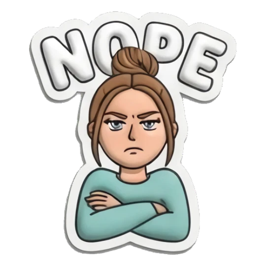 Girl looking annoyed with arms crossed Puffy Girl Daily Life sticker for expressive chats and social replies.