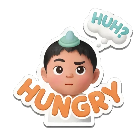 肚子饿了 Little Buddy's Big Feelings sticker for expressive chats and social replies.