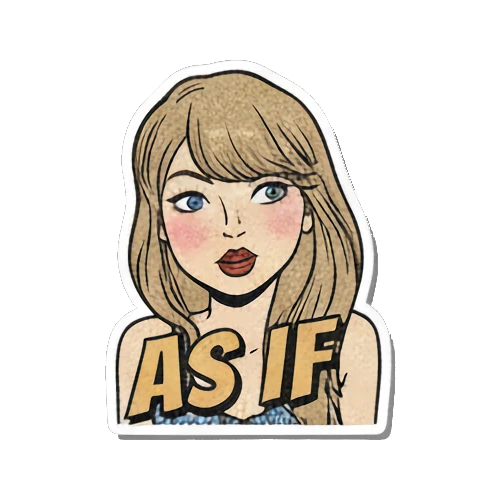 Blonde woman looking skeptical with AS IF text Retro Pop Diva Vibes sticker for expressive chats and social replies.