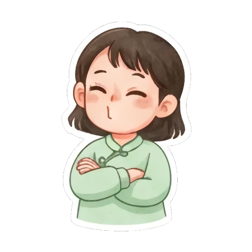 双手抱胸思考状 Zen Girl Daily Life sticker for expressive chats and social replies.