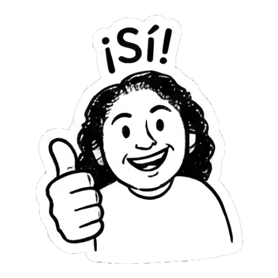 Cheerful girl giving a thumbs up with '¡Sí!' text Curly Hair Girl Daily Vibes sticker for expressive chats and social replies.