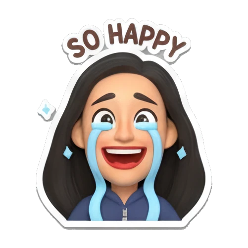 开心流泪的女孩 Daily Moods of a Modern Girl sticker for expressive chats and social replies.