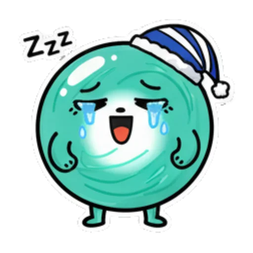 戴睡帽哭泣想睡觉 Teal Blob Expressive Stickers sticker for expressive chats and social replies.