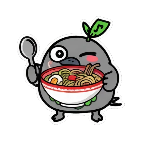 小鸟吃面条津津有味 Cute Bird Emotions sticker for expressive chats and social replies.