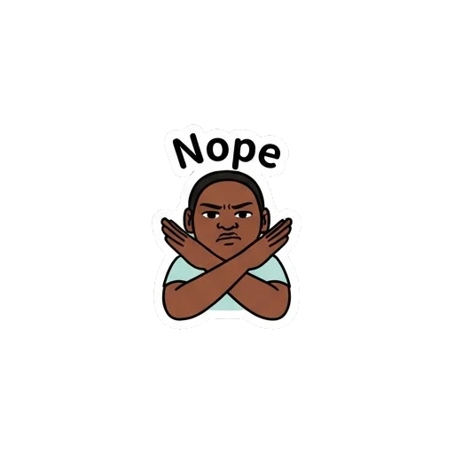 Young girl making an X gesture with arms to say nope. Vibrant Daily Expressions sticker for expressive chats and social replies.