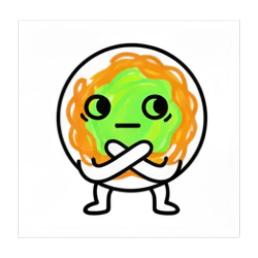 抱臂思考。 Green Blob Expressive Stickers sticker for expressive chats and social replies.
