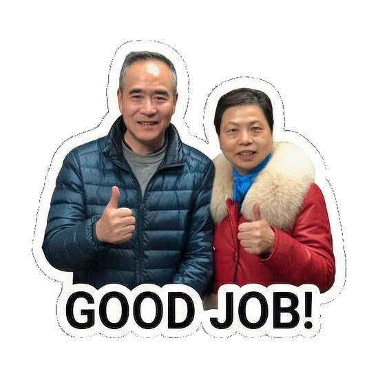 老伴竖起大拇指鼓励 Sweet Senior Duo sticker for expressive chats and social replies.