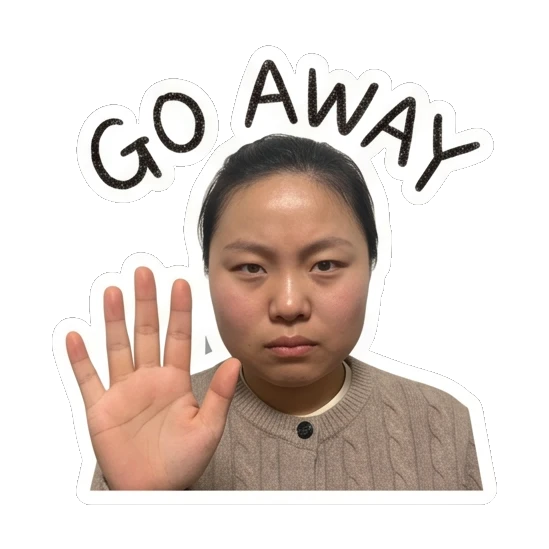 伸手拒绝的手势 Daily Life of a Cheerful Girl sticker for expressive chats and social replies.
