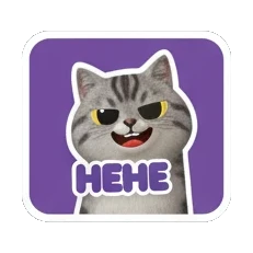 Tabby cat smirking with HEHE text Tabby Cat Daily Moods sticker for expressive chats and social replies.