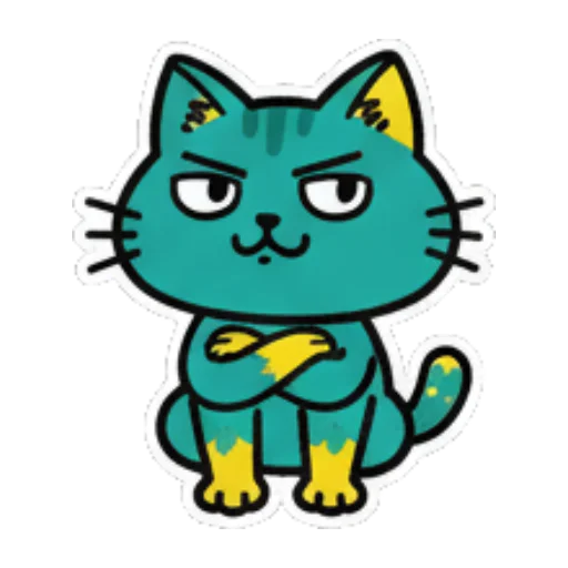 双臂交叉的猫 Cute Teal Cat Stickers sticker for expressive chats and social replies.