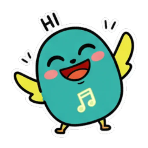 小鸟挥手问好，开心唱歌 Cute Bird Emotions sticker for expressive chats and social replies.