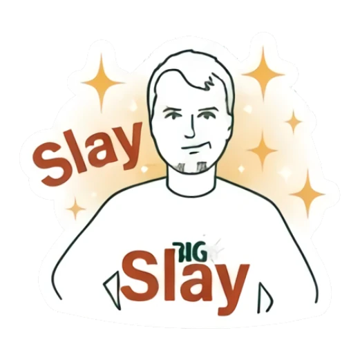 Confident man posing with text Slay Big Thoughts Daily sticker for expressive chats and social replies.