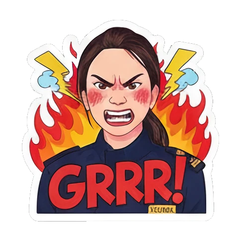 Person angry Grrr Vivid Pop Persona sticker for expressive chats and social replies.