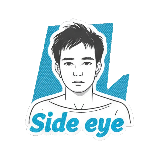 Young man giving a skeptical side eye glance. Daily Moods of a Young Man sticker for expressive chats and social replies.