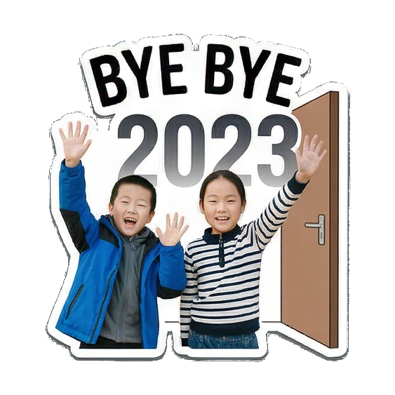 挥手告别旧年 New Year Kids Duo sticker for expressive chats and social replies.