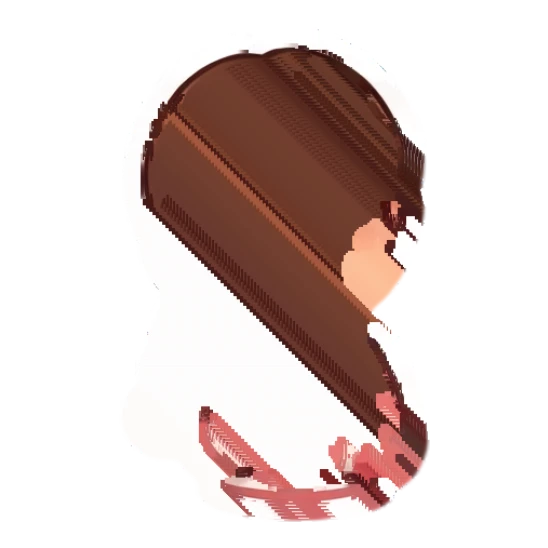 Girl thinking with a finger on her chin Cheerful Brown-Haired Girl sticker for expressive chats and social replies.