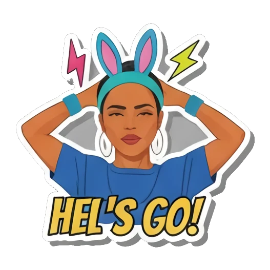 聊天必备贴纸 Trendy Girl's Pop Art Moods sticker for expressive chats and social replies.