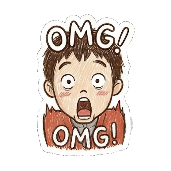 shocked boy omg Little Boy Doodle Expressions sticker for expressive chats and social replies.