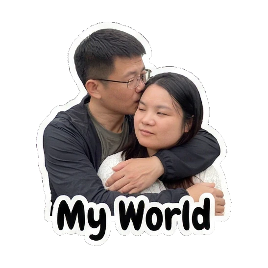 Husband hugging wife warmly Our Sweet Couple Life sticker for expressive chats and social replies.