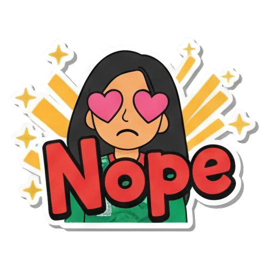 Girl looking unimpressed with text Nope Soccer Fan Girl Daily Life sticker for expressive chats and social replies.