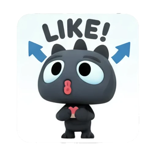 Monster pointing upwards with arrows and text LIKE Little Dark Monster Daily sticker for expressive chats and social replies.