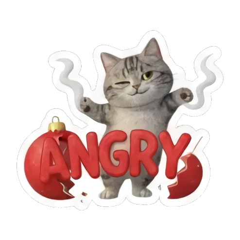 小猫害羞拿拐杖糖 Festive Tabby Expressions sticker for expressive chats and social replies.