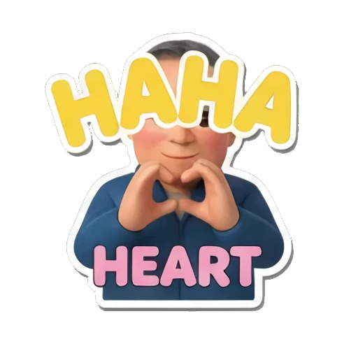 man making heart shape Cheerful Middle-Aged Man Daily Life sticker for expressive chats and social replies.