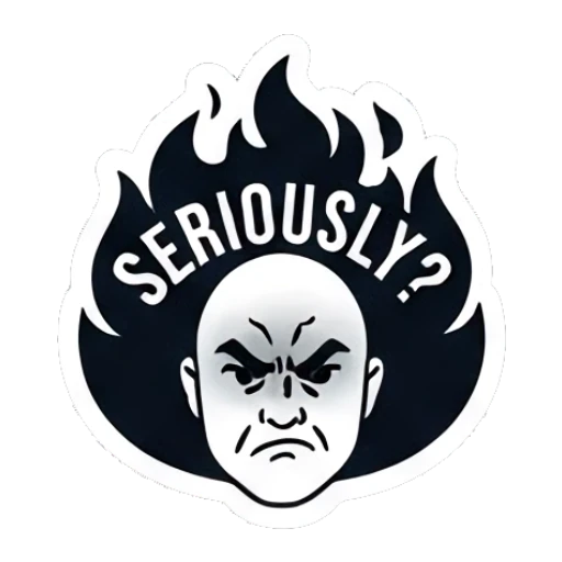 Bald man with an angry face surrounded by flames and 'SERIOUSLY?' text Bald Guy Daily Vibes sticker for expressive chats and social replies.