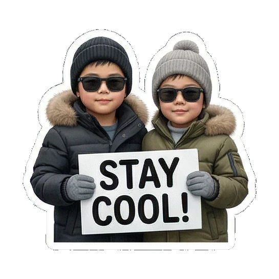 两人一起堆雪人 Winter Kids Duo sticker for expressive chats and social replies.