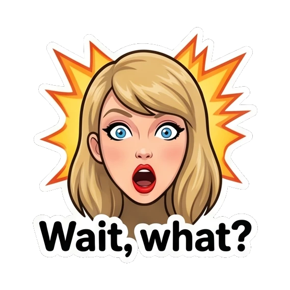 Blonde girl looking shocked with text Wait what Blonde Pop Icon Expressions sticker for expressive chats and social replies.
