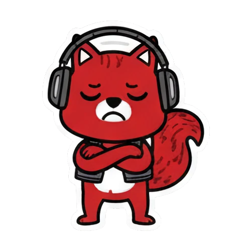 严肃听歌的松鼠 Red Squirrel Rocker sticker for expressive chats and social replies.