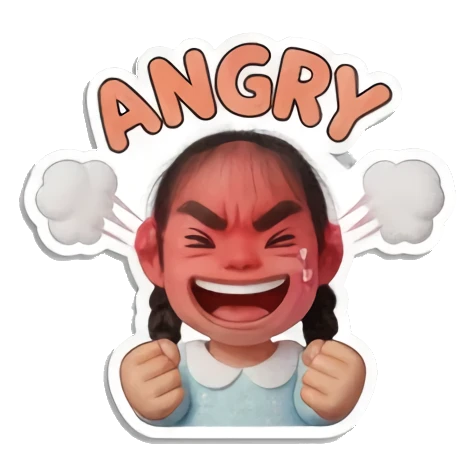 愤怒的小女孩 Little Girl Daily Vibes sticker for expressive chats and social replies.
