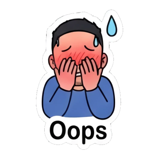 Young man covering his face with hands in embarrassment, oops expression. Daily Vibe Guy sticker for expressive chats and social replies.