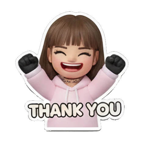 Girl expressing gratitude with THANK YOU text Cute 3D Girl Daily Life sticker for expressive chats and social replies.