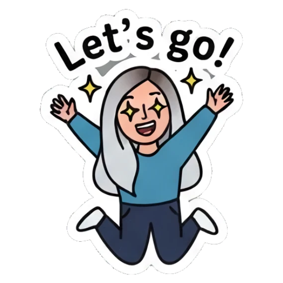 Girl jumping with excitement saying Let's go Cool Girl Daily Vibes sticker for expressive chats and social replies.