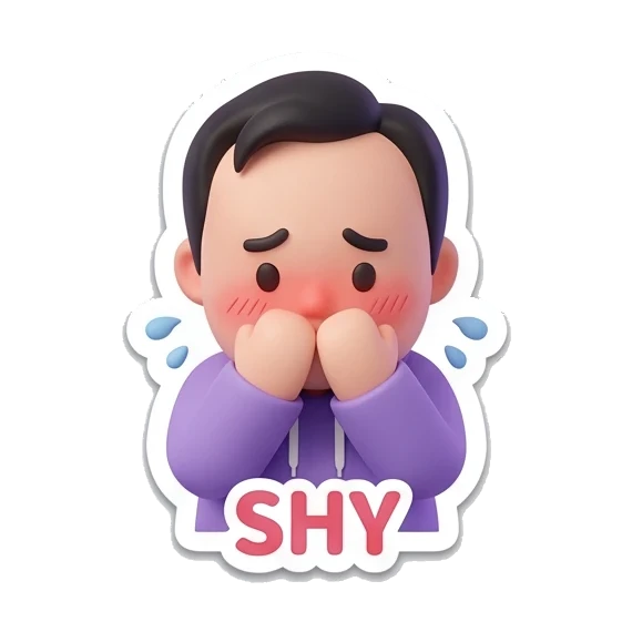 shy boy blushing Cheerful Fanboy Daily Life sticker for expressive chats and social replies.
