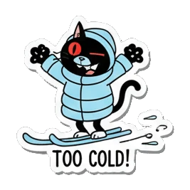 笨拙猫咪 Black Cat Ski Adventures sticker for expressive chats and social replies.