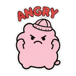 生气的粉色团子 Pink Blob Buddies sticker for expressive chats and social replies.