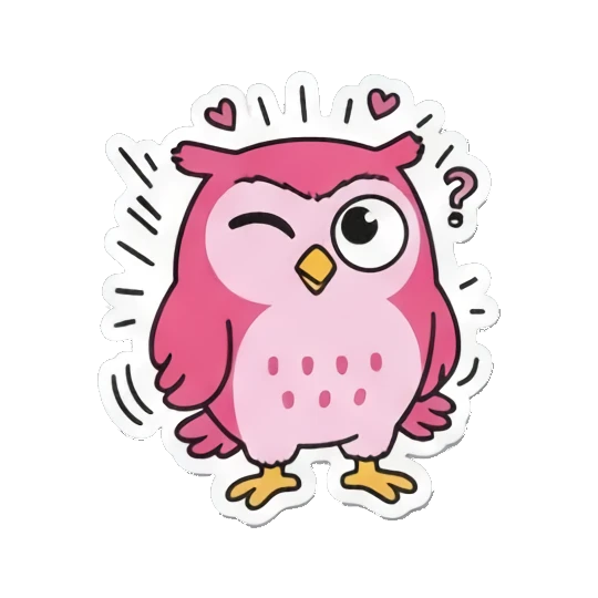 俏皮眨眼可爱 Pink Owl Expression Stickers sticker for expressive chats and social replies.
